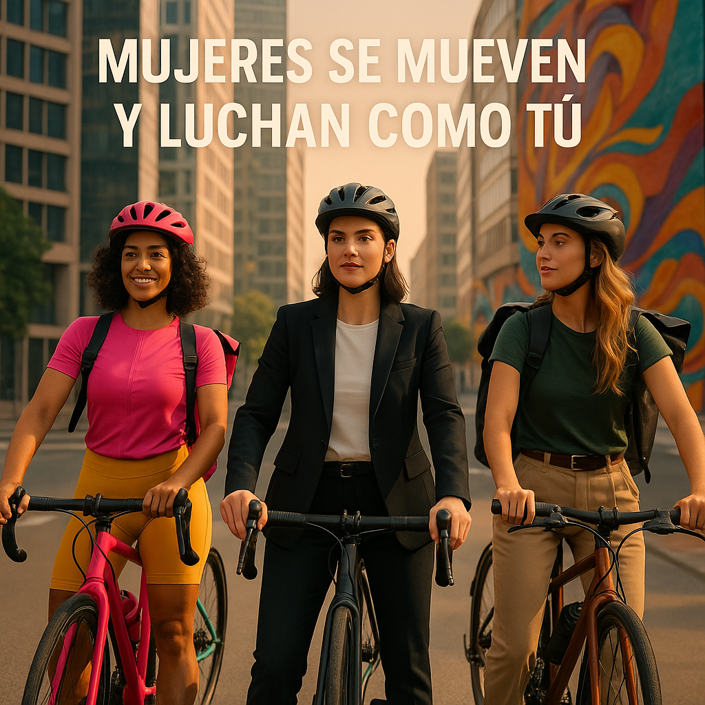 Mujeres pedaleando con energía